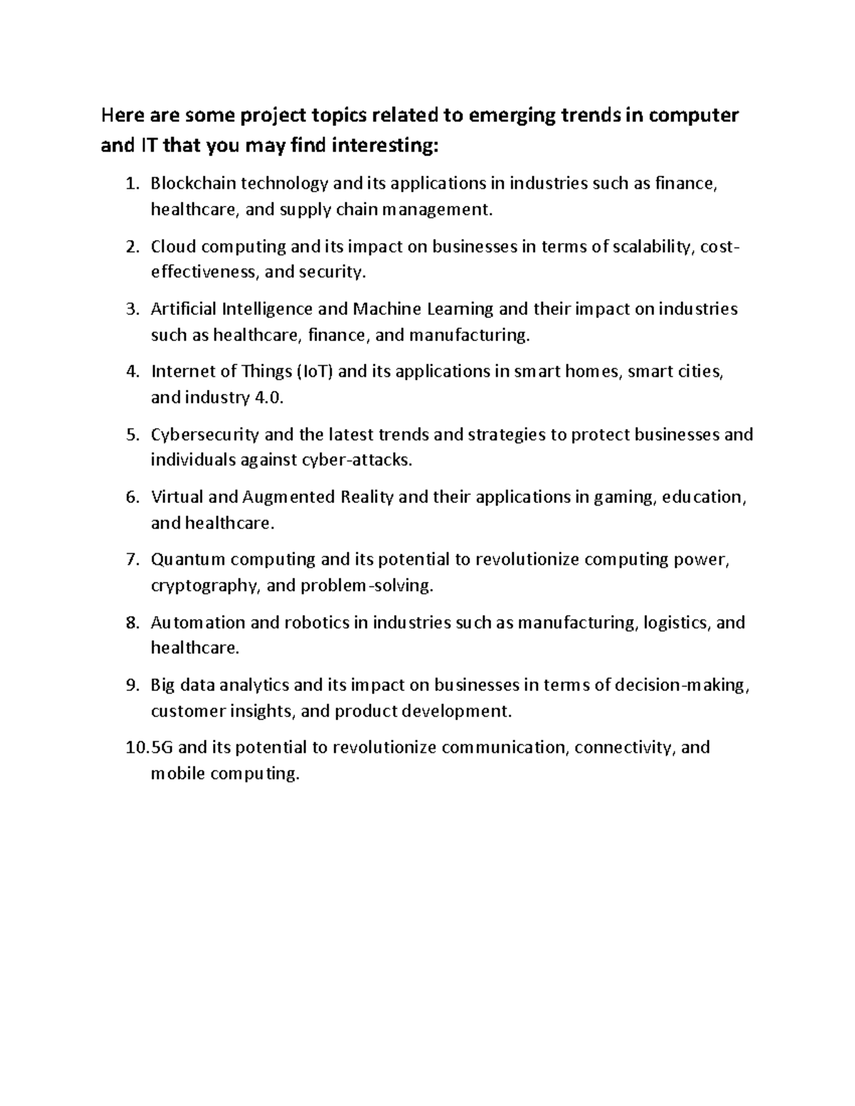 ETI project topics - Here are some project topics related to emerging ...