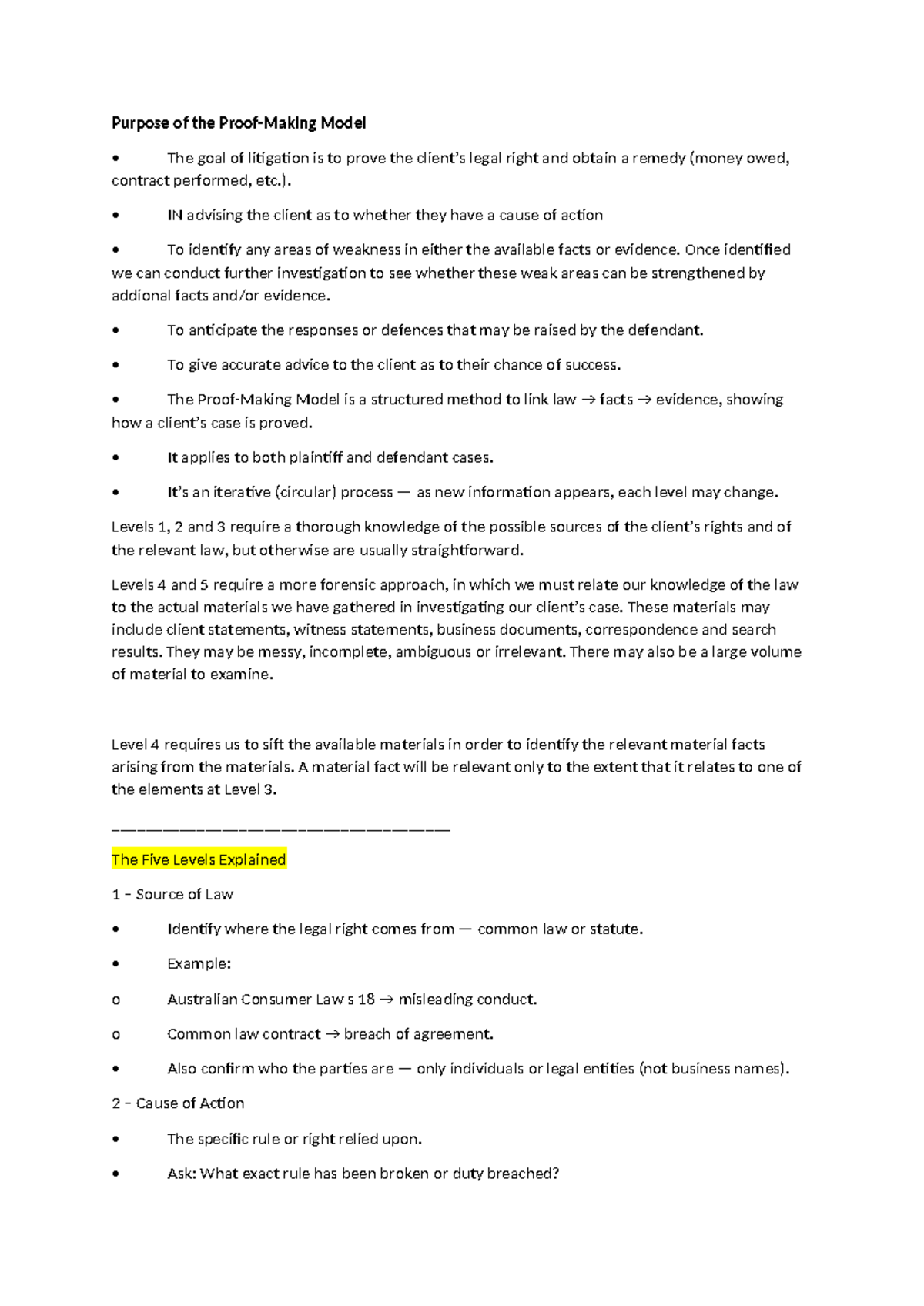 Proof Making Model PLT Notes: Understanding Legal Frameworks - Studocu