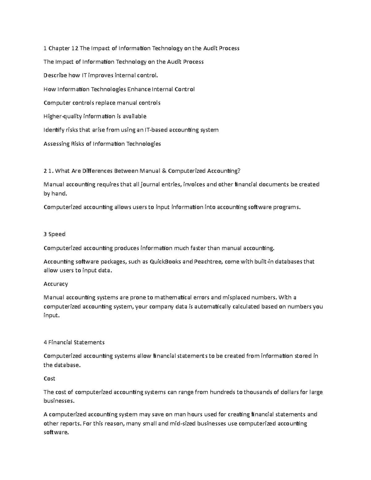 Ch 12: The Role of IT in Enhancing the Audit Process - Studocu