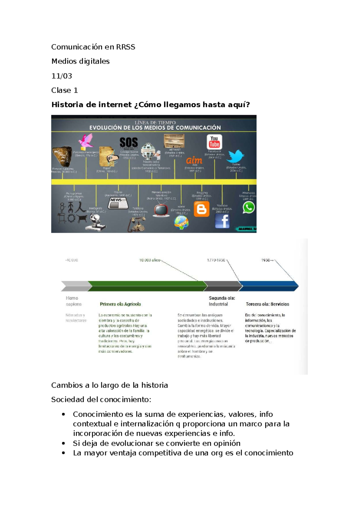 Comunicación en RRSS - Clase 1: Historia y Evolución del Conocimiento ...