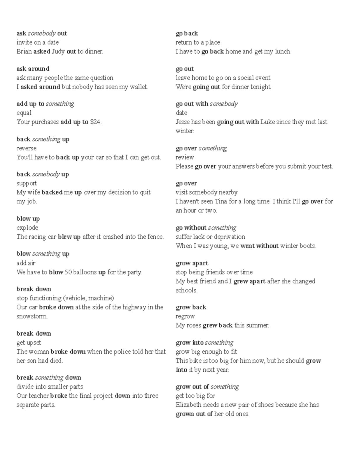 Phrasal Verbs Study Guide: Understanding Common Expressions - Studocu