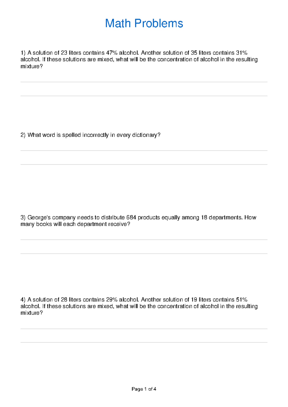 Math (15) - Practice Problems and Solutions Guide - Studocu