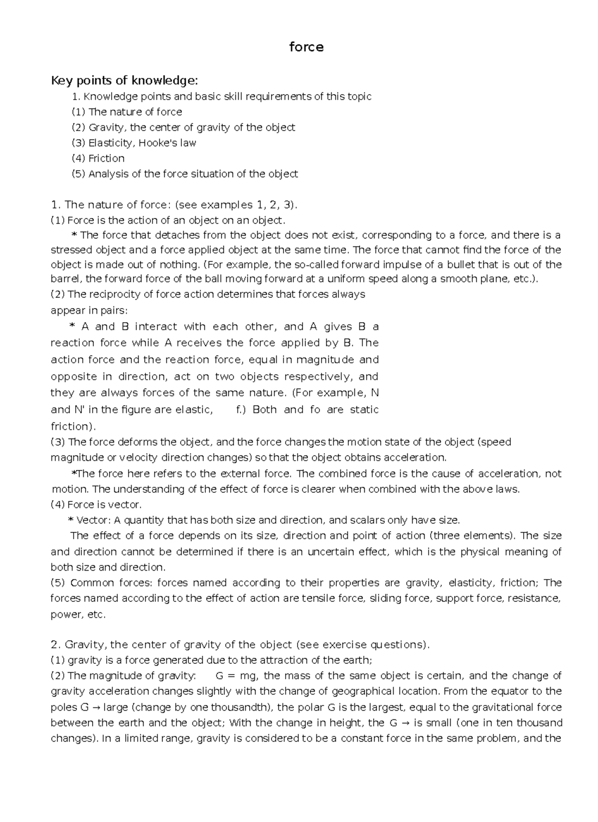 Physics Force Concepts - Course PH101: Lecture Notes - Studocu