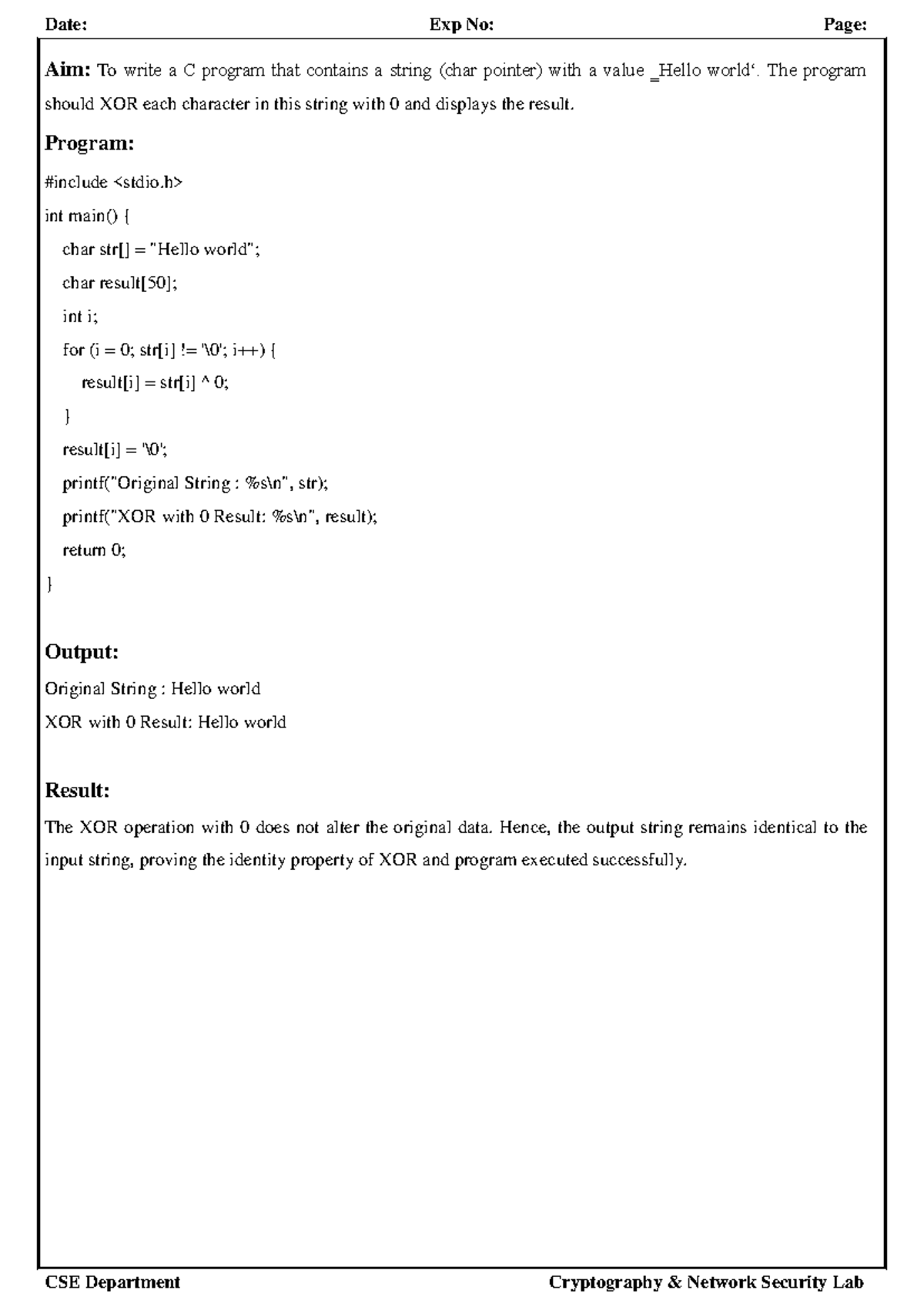 CNS2: Cryptography Lab Programs and Algorithms in C & Java - Studocu
