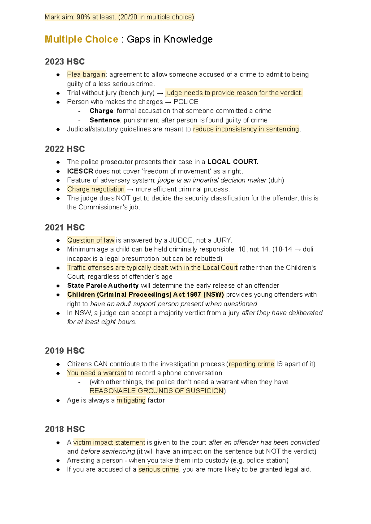 Legal Studies 2023 HSC - Past MC Questions & Responses for Exam Prep ...