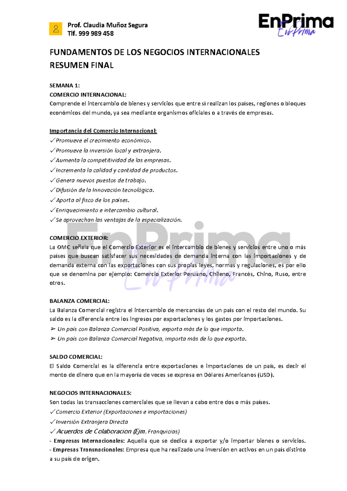 Resumen Final NNII - Fundamentos de los Negocios Internacionales - Studocu