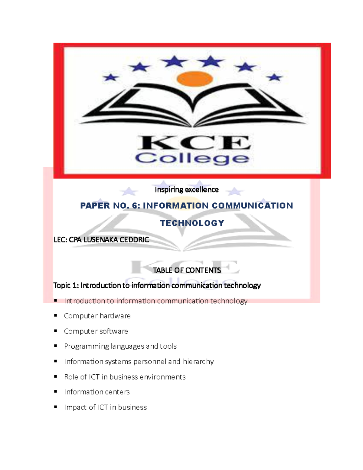 CPA FULL Notes on Information Communication Technology (ICT) - Studocu