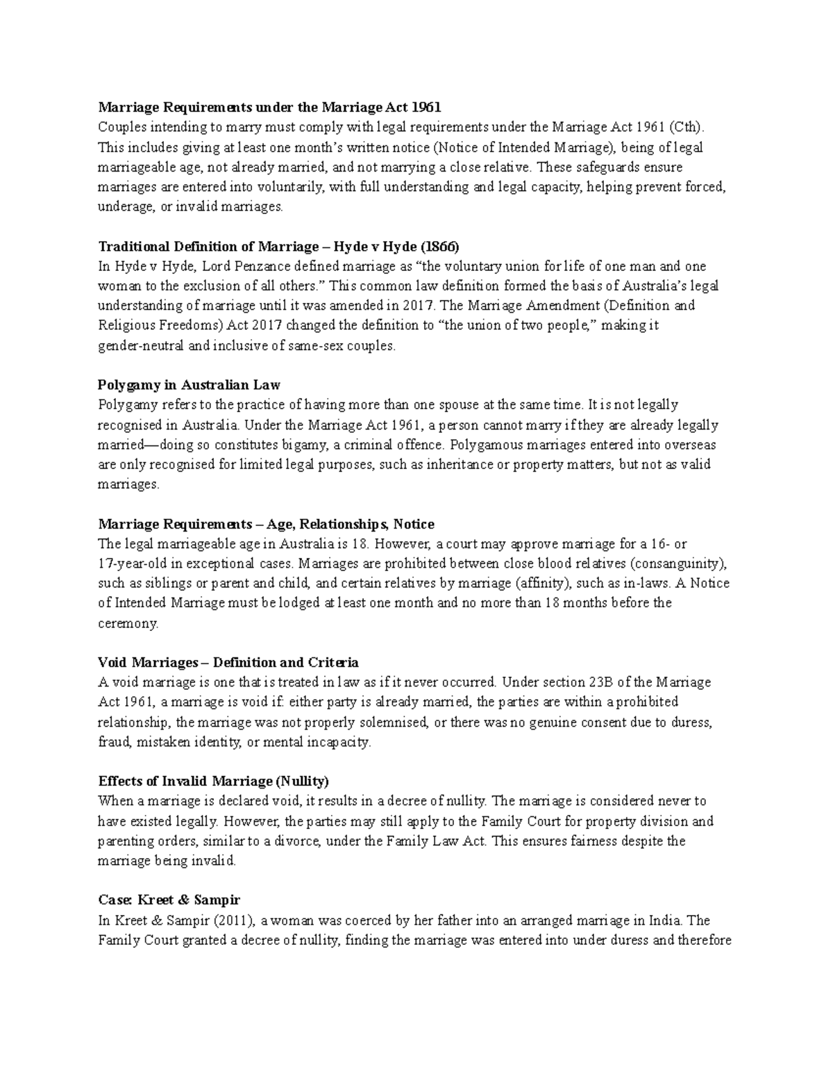 Family Law Notes: Marriage Requirements under the Marriage Act 1961 ...