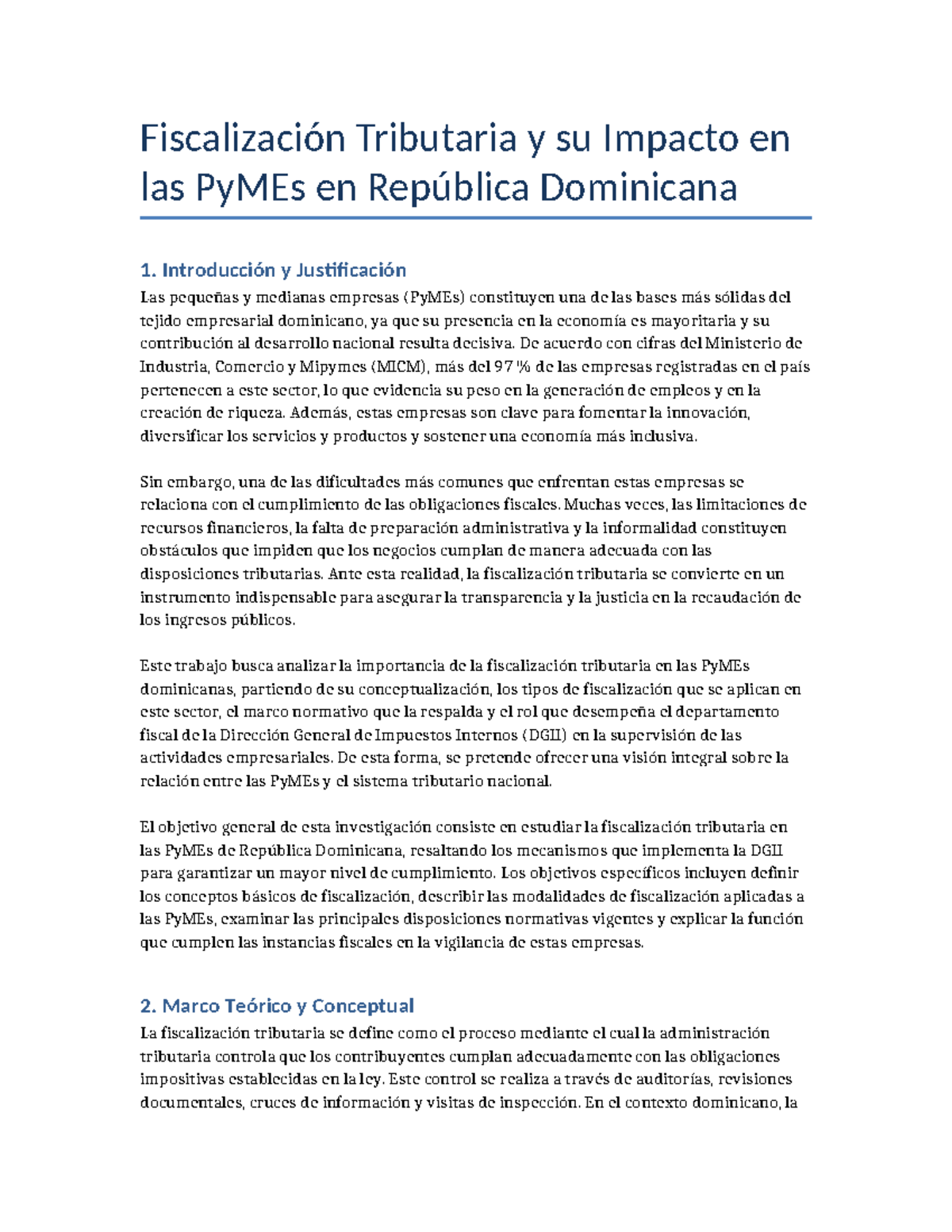 Fiscalización Tributaria en PyMEs RD: Impacto y Normativa - Studocu