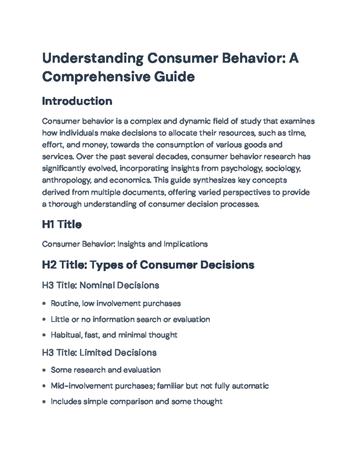 Consumer Behavior: Insights, Processes, and Implications Guide ...