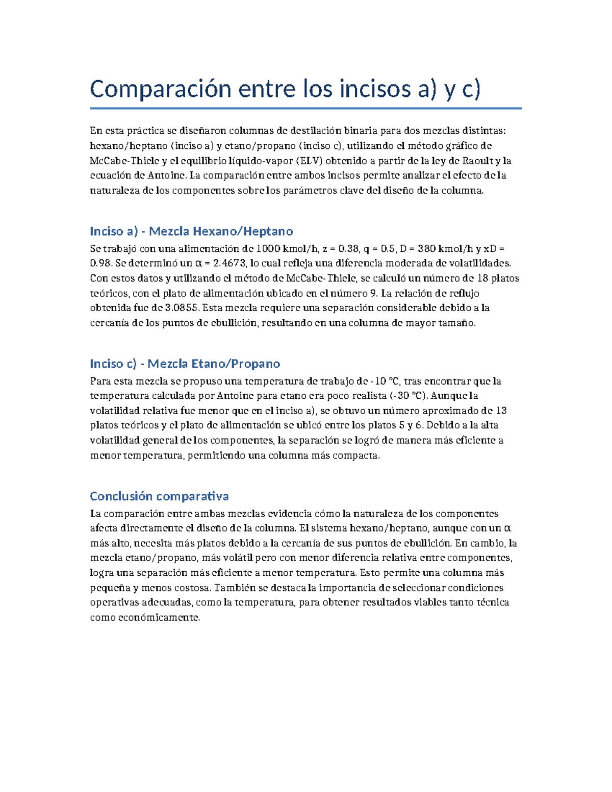 Comparaci%C3%B3n Incisos a c Destilaci%C3%B3n - Comparación entre los ...
