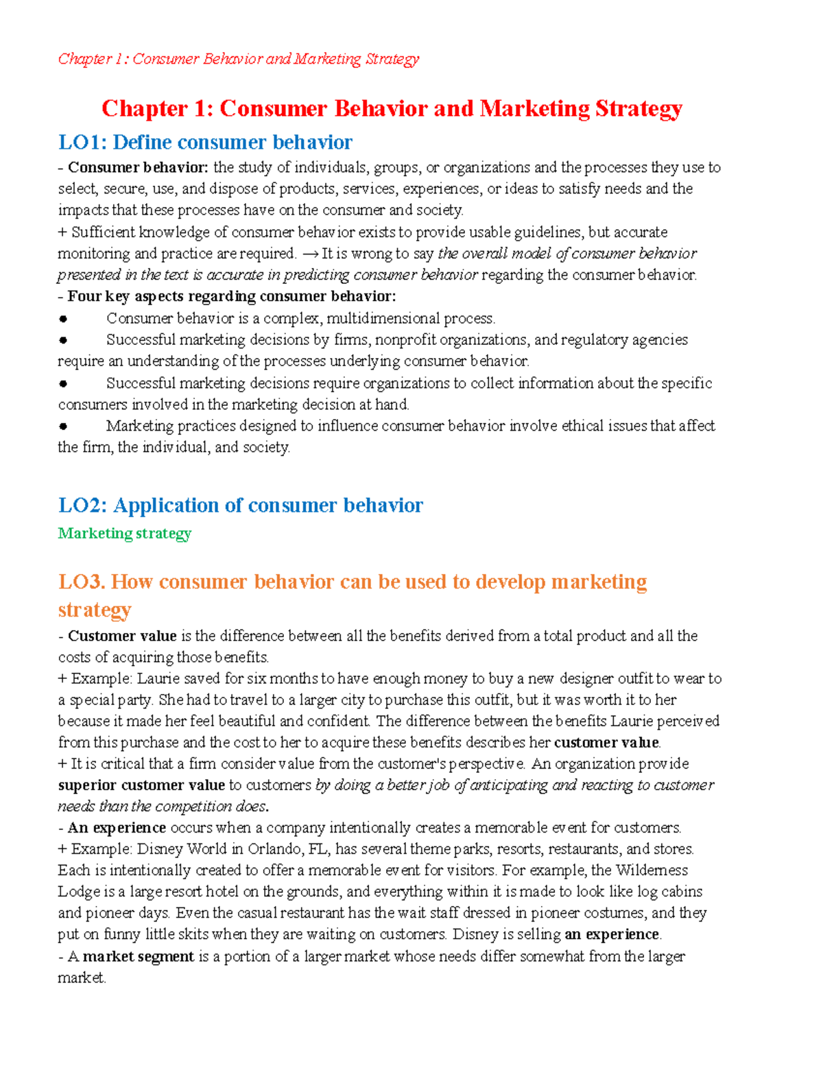 CB Note - Consumer Behavior lecturer note - Chapter 1: Consumer ...