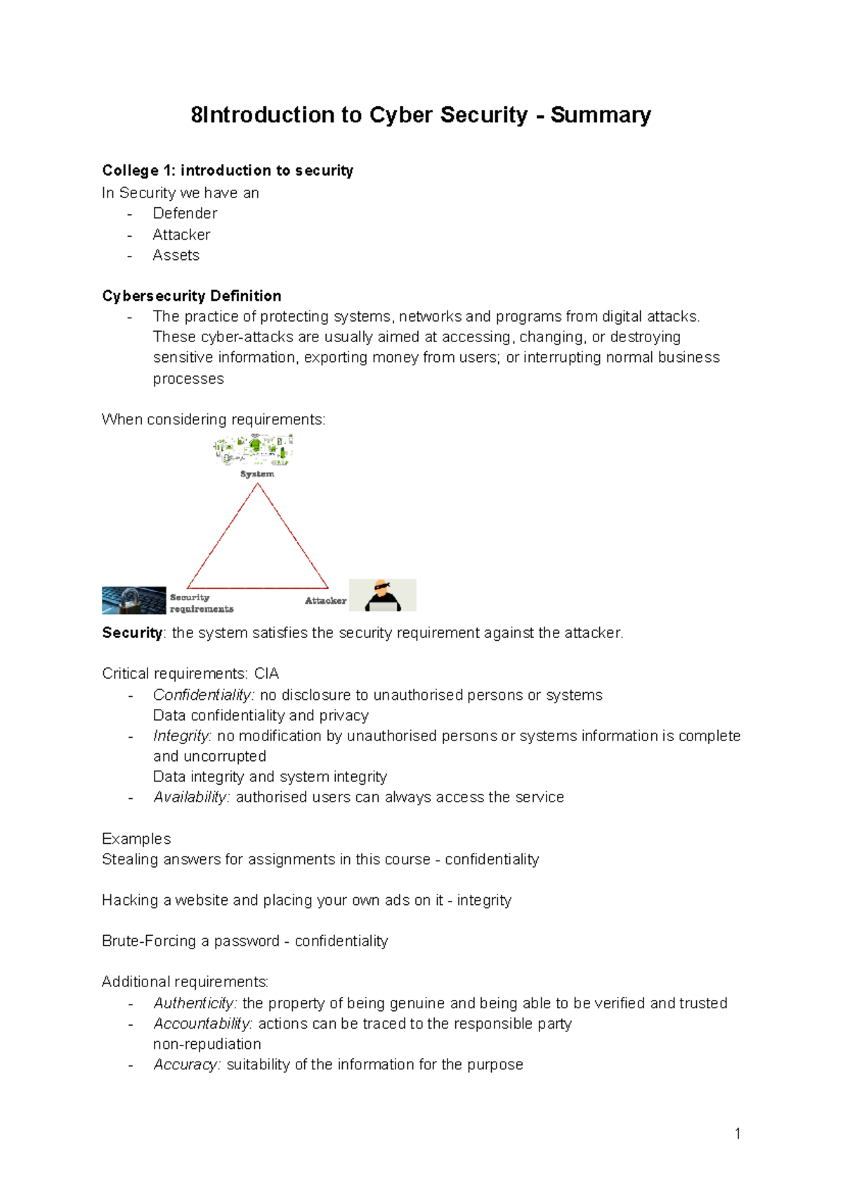 Cyber Security Overview - Key Concepts and Principles Summary - Studeersnel