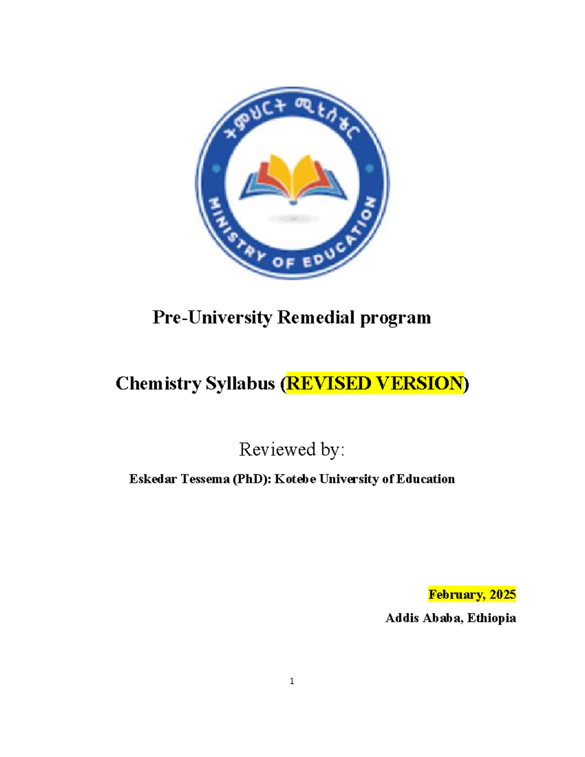 Chemistry Remedial Program Syllabus (CHEM 101) - Revised 2025 - Studocu