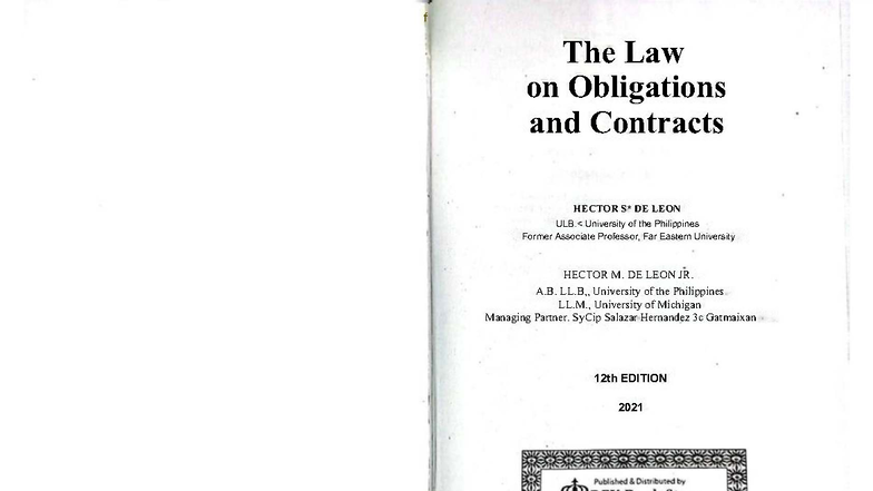 Law on Obligations and Contracts (Oblicon) - Study Guide by Hector De ...