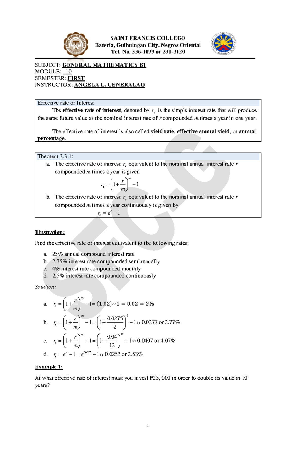 SFC GEN MATH M10 - The learning materials were prepared by Chen V ...