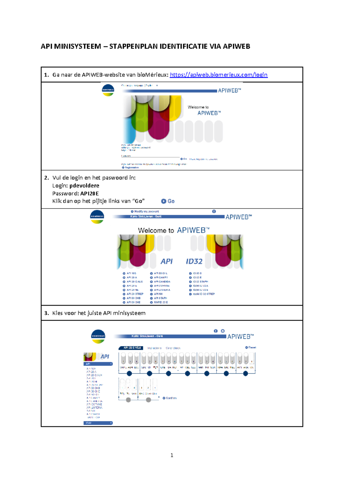 Stappenplan Identificatie via APIWEB voor BioMérieux-Tool - Studocu