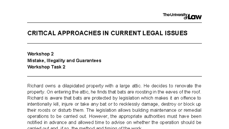 CRITICAL APPROACHES IN CURRENT LEGAL ISSUES: WS 2 Task 2 Analysis - Studocu