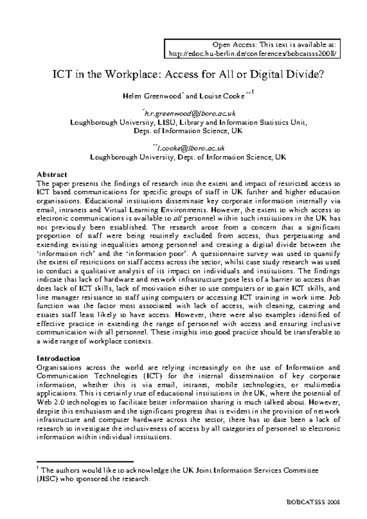 ICT in the Workplace - Wwibiabu - Open Access: This text is available ...