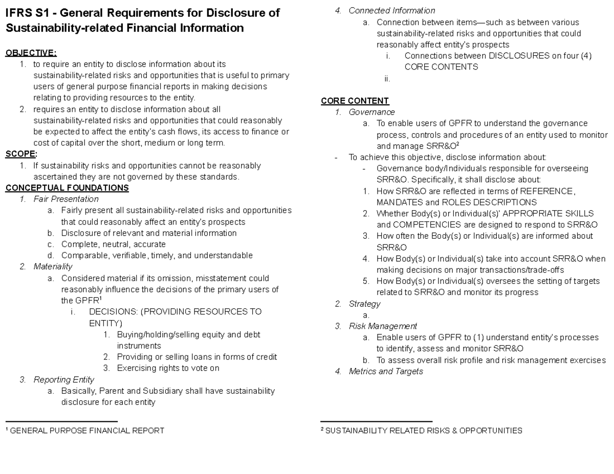 S1 Sustainability Disclosure Standards: Risks & Opportunities Overview ...