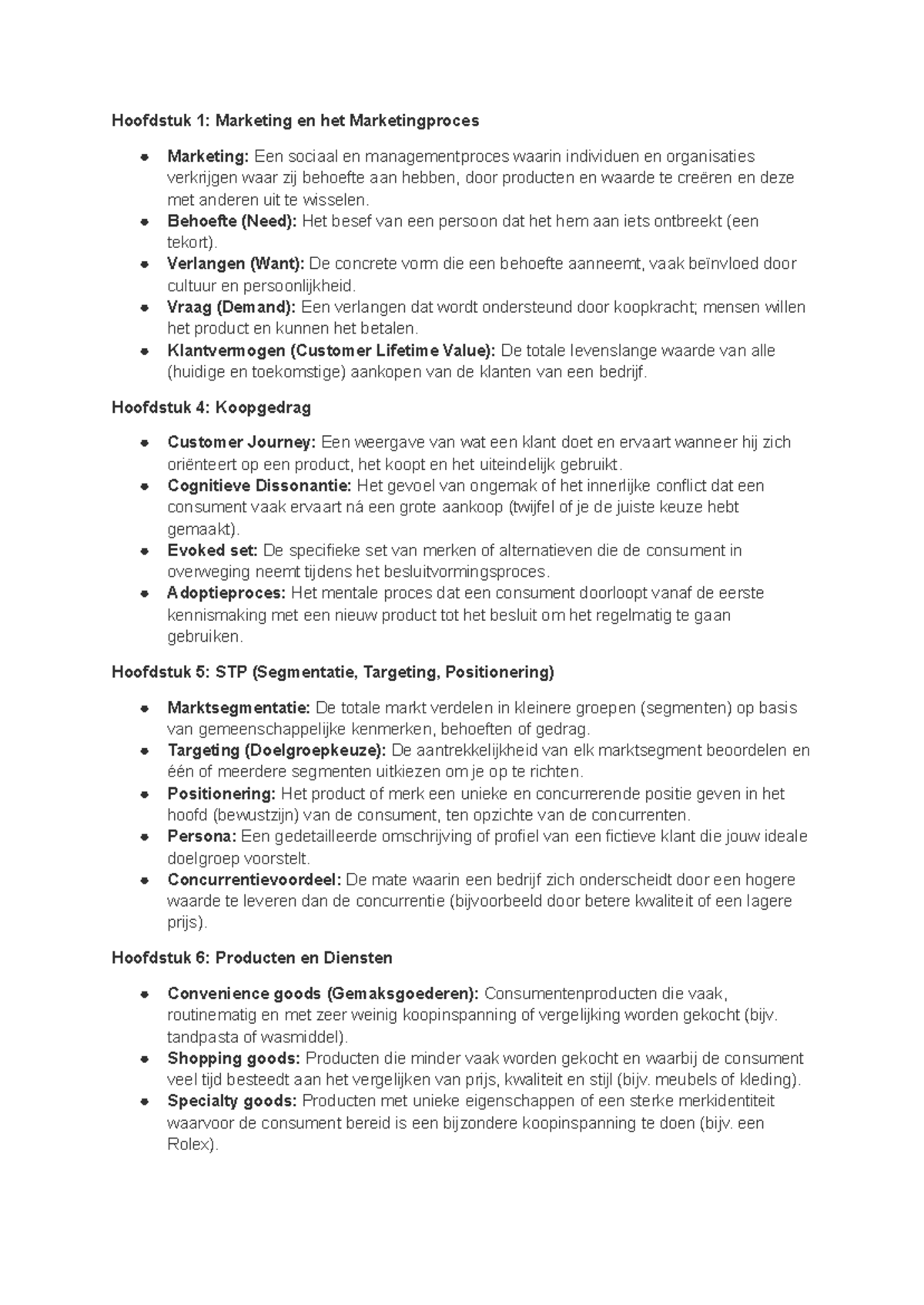 Hoofdstuk 1-6: Marketingprocessen en Koopgedrag Uitleg - Studocu