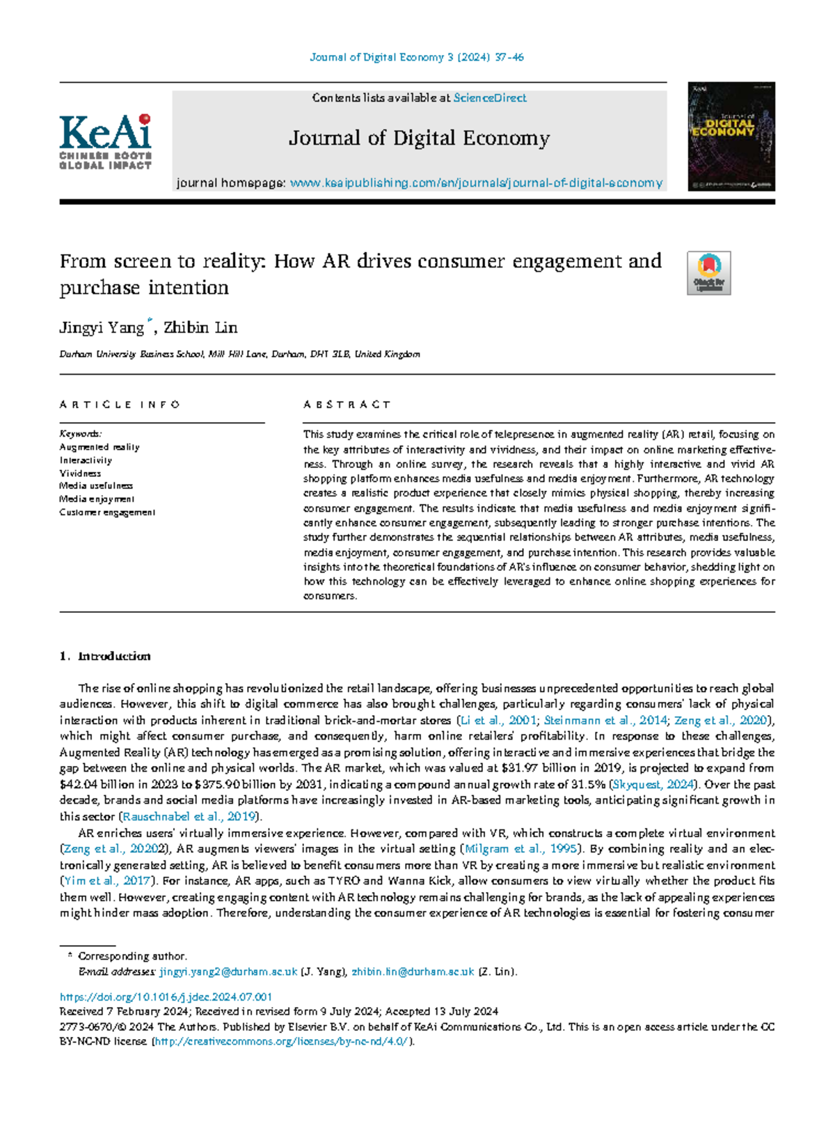 Exploring AR's Impact on Consumer Engagement and Purchase Intention in ...