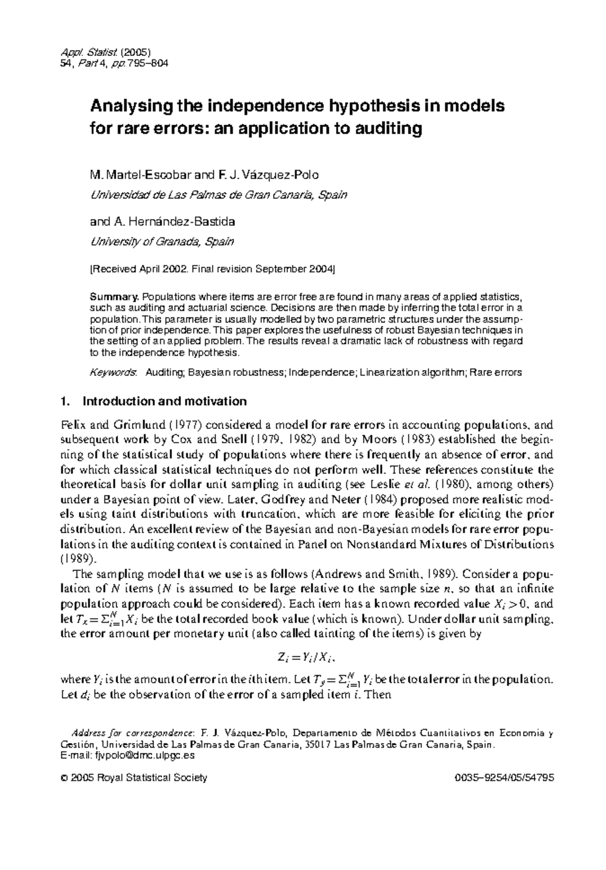 Independence Hypothesis Analysis in Rare Error Models: A Bayesian ...