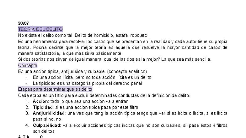 TEORÍA DEL DELITO: Análisis y Conceptos Clave en Derecho Penal 2 - Studocu
