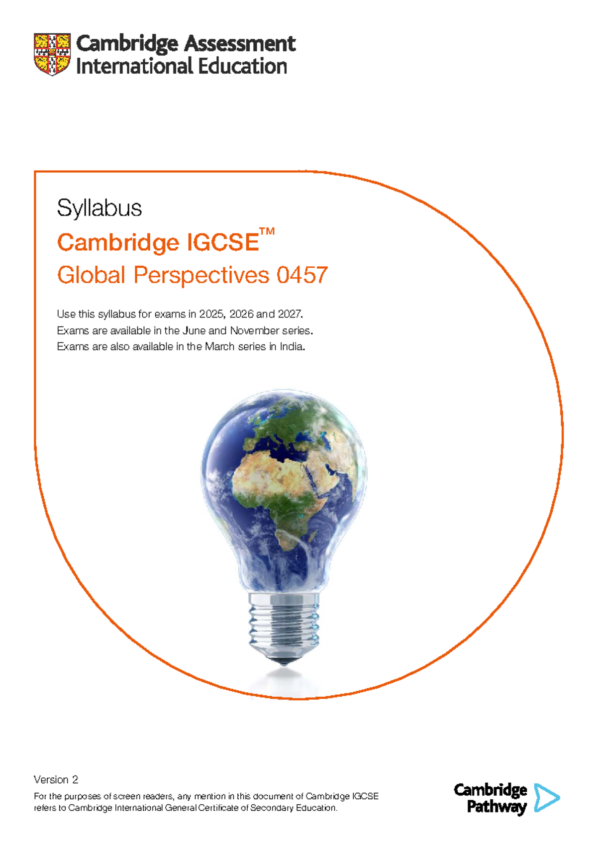 Cambridge IGCSE Global Perspectives 0457 Syllabus for 2025-2027 - Studocu