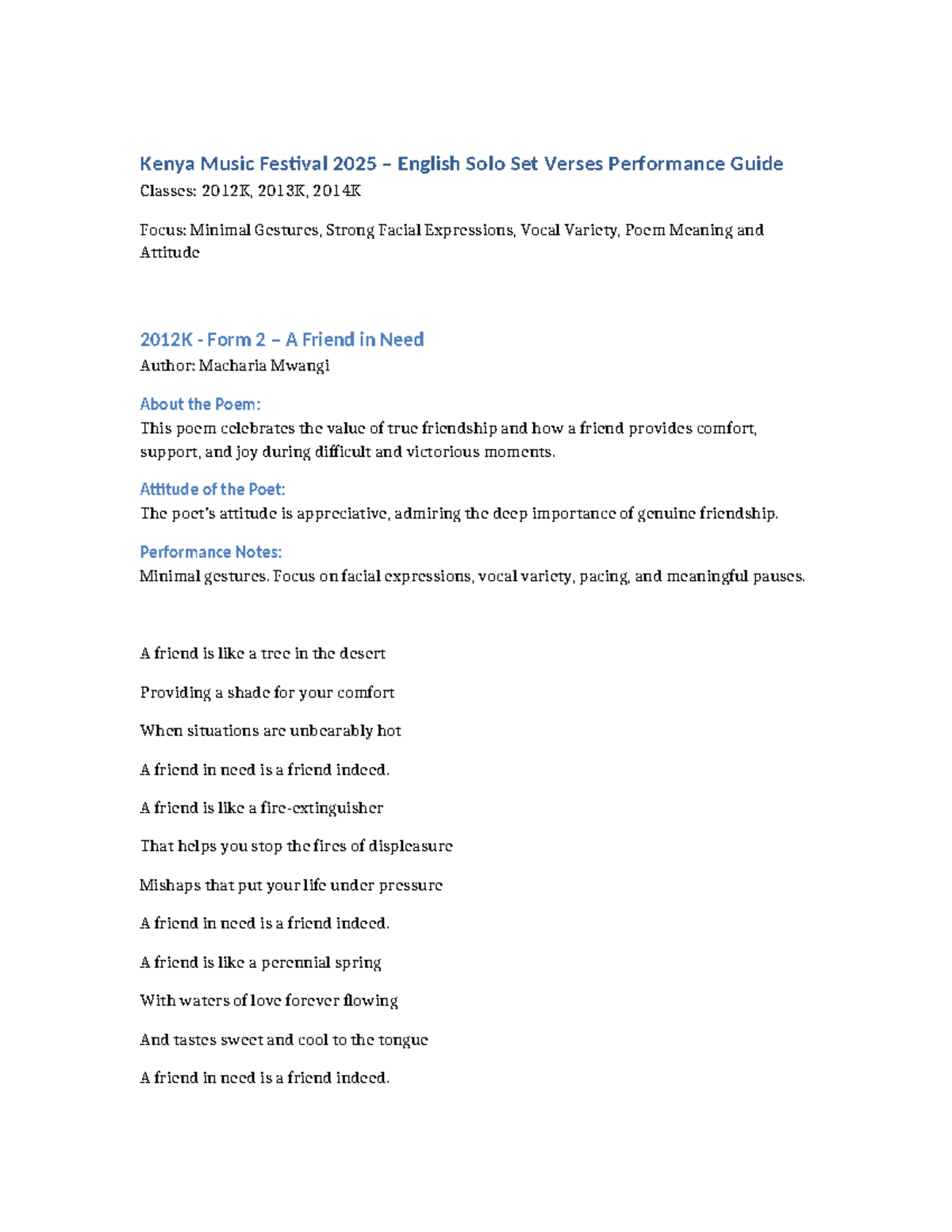 Kenya Music Festival 2025 English Solo Set Performance Guide 2012K ...