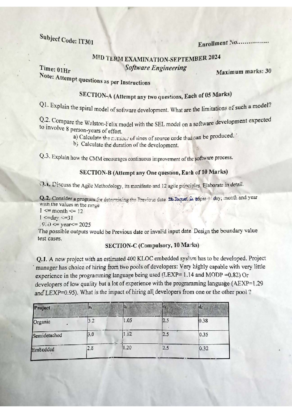 IT301 Midterm Exam 2024: Software Engineering Concepts and Models - Studocu