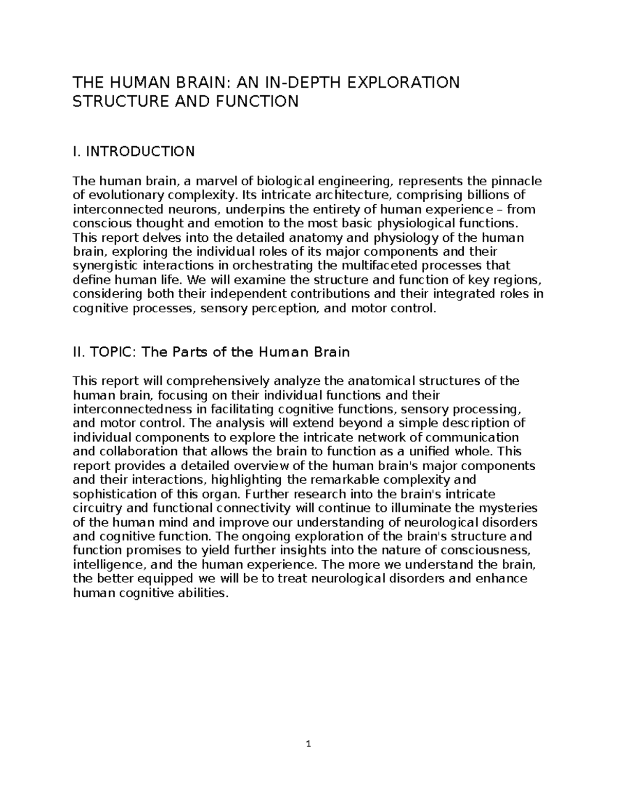 HUMAN BRAIN STRUCTURE & FUNCTION: A COMPREHENSIVE ANALYSIS - Studocu