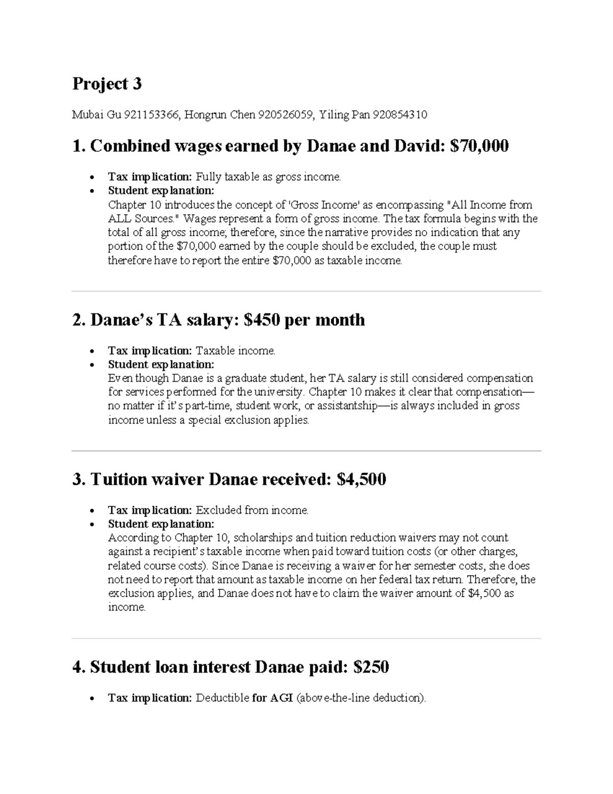 Project 3: Tax Implications and Deductions Analysis (921153366 ...