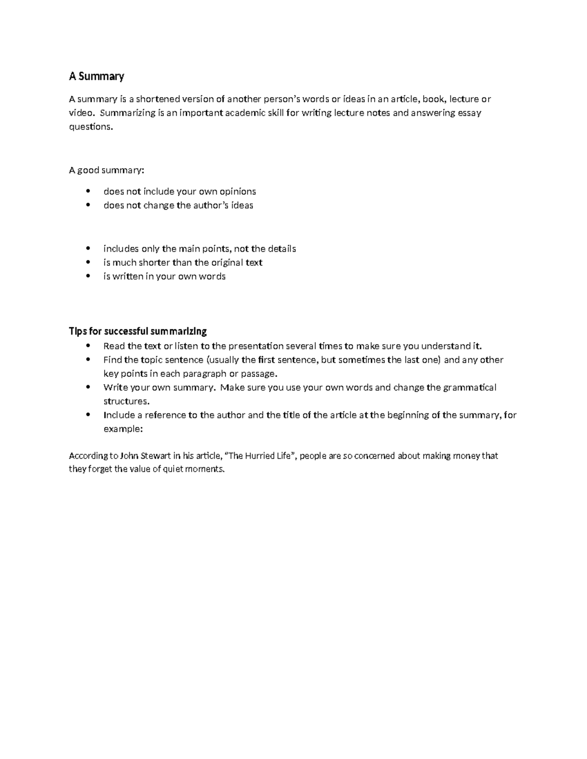 Summary Techniques for Effective Note-Taking and Essay Writing - Studocu