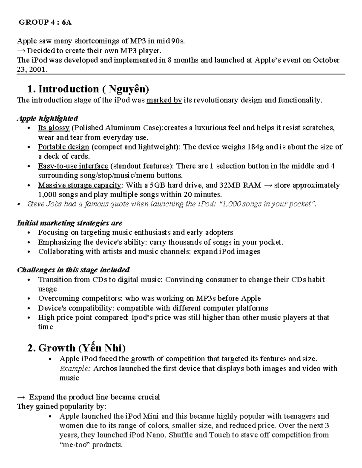 Apple iPod Development & Growth Analysis - Group 4 Study Notes - Studocu