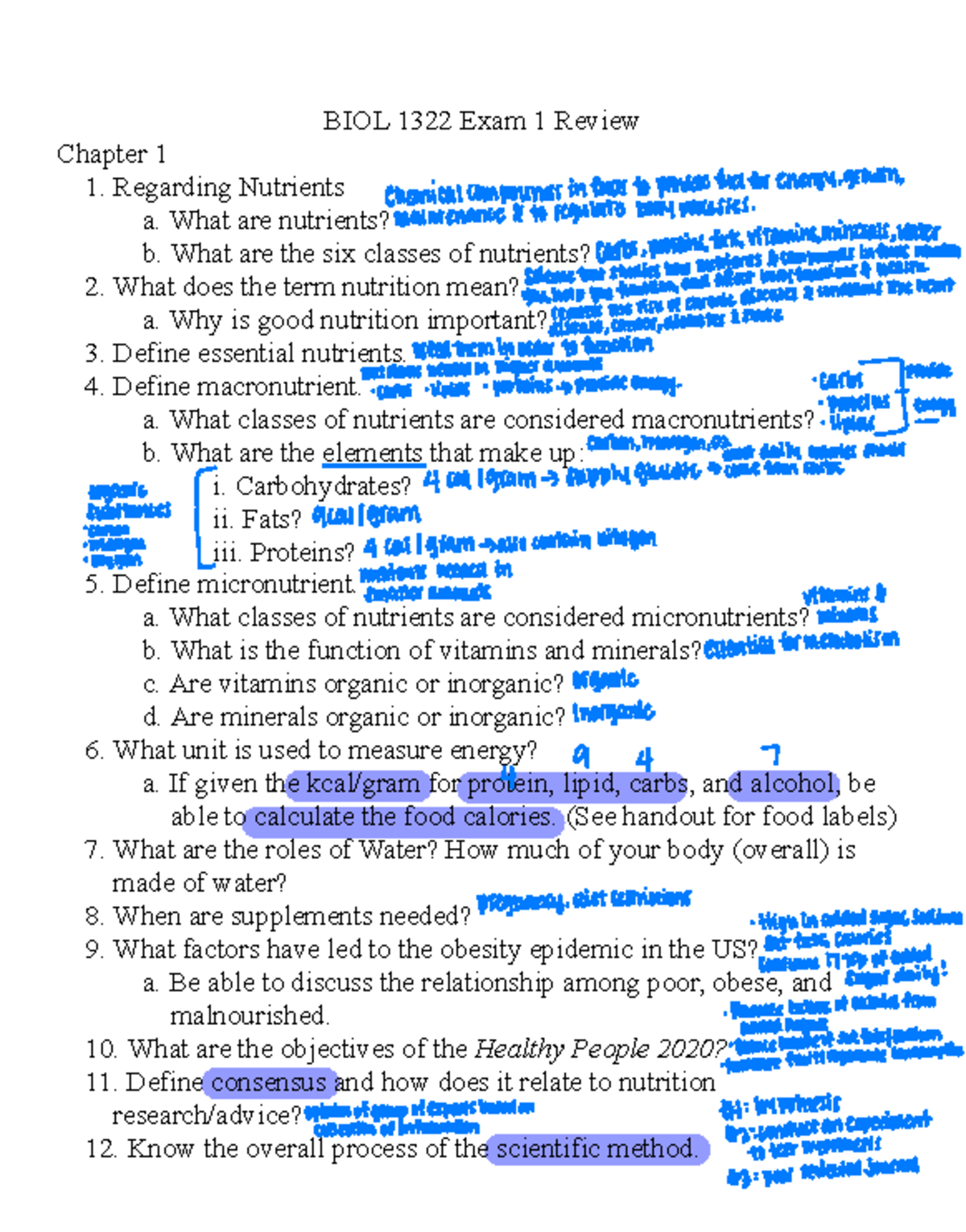 BIOL 1322 Exam 1 Review Study Guide for FA18 - Studocu
