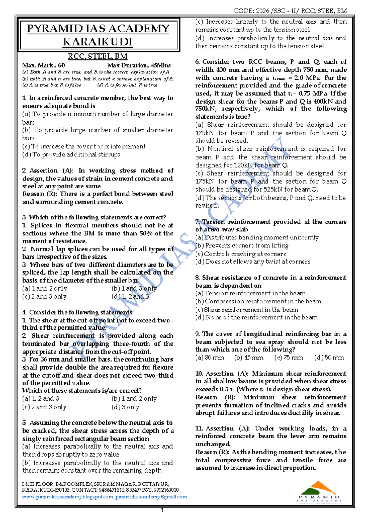 CODE: 2026 RCC, STEE, BM - Exam Questions & Answers - Studocu
