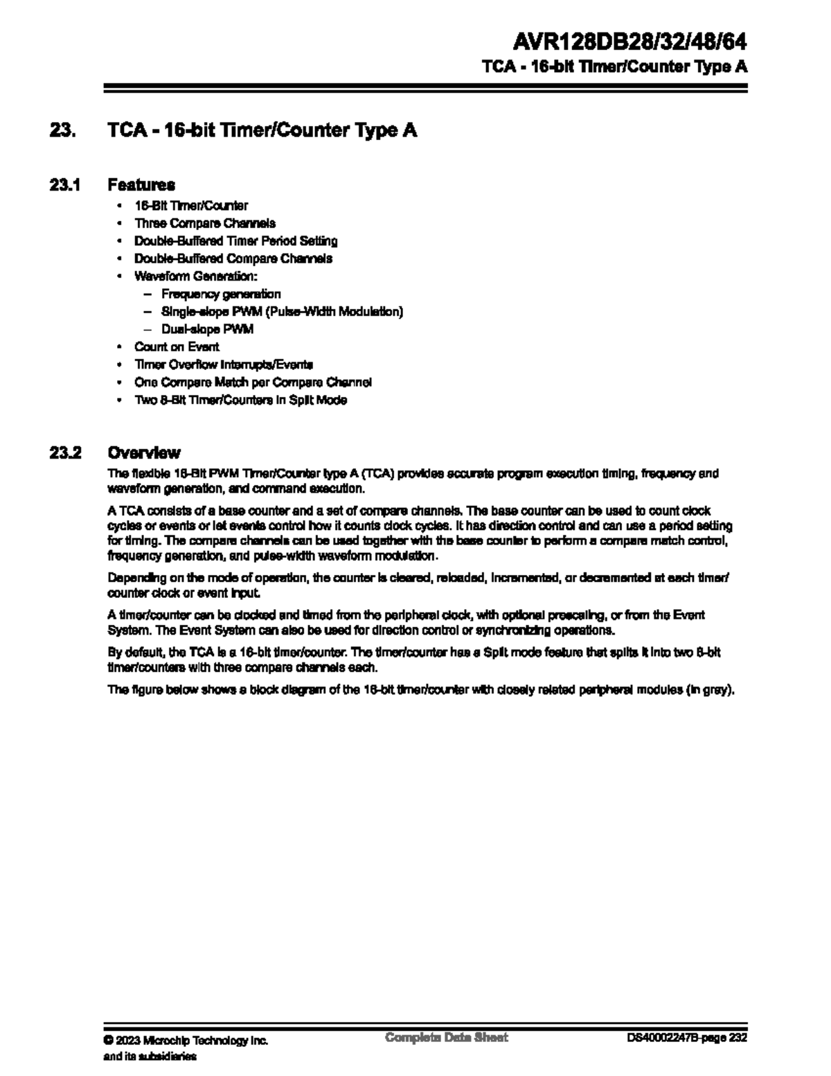TCA Type A: Features, Operation, and PWM Generation Overview - Studocu