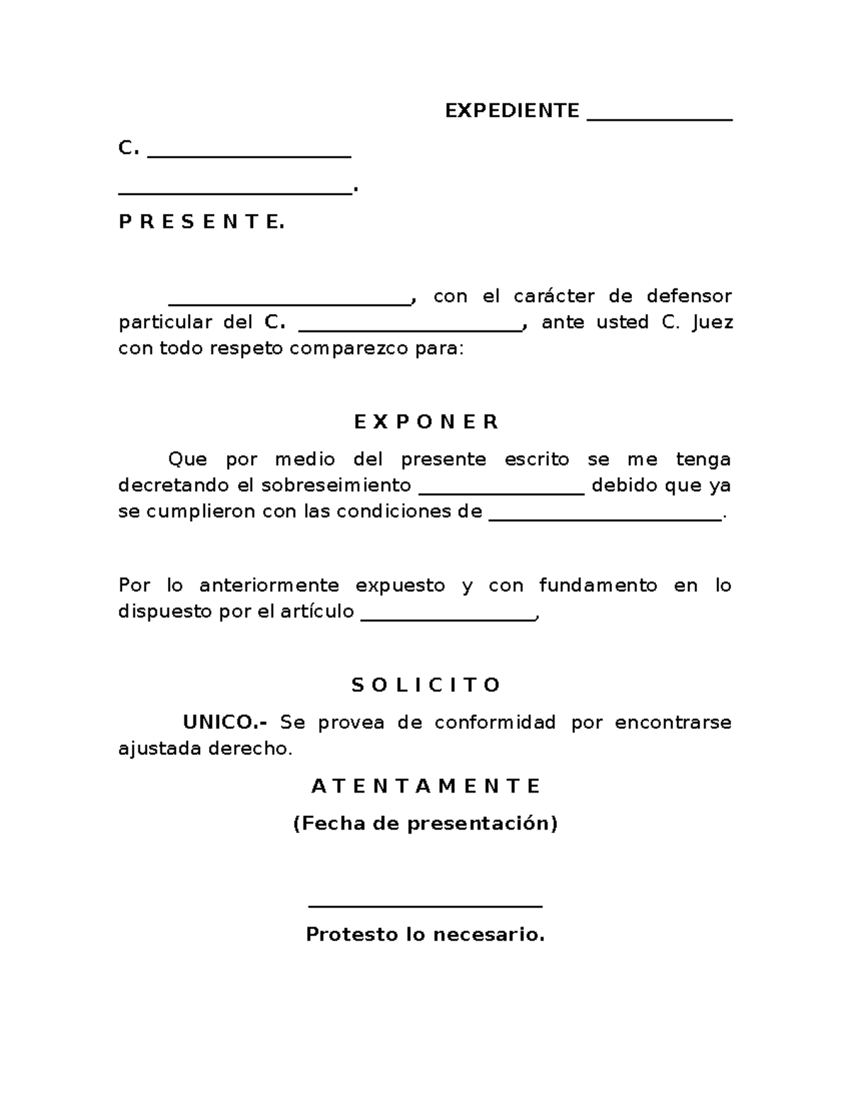 Escrito Decretando el Sobresemiento - EXPEDIENTE _______________ C