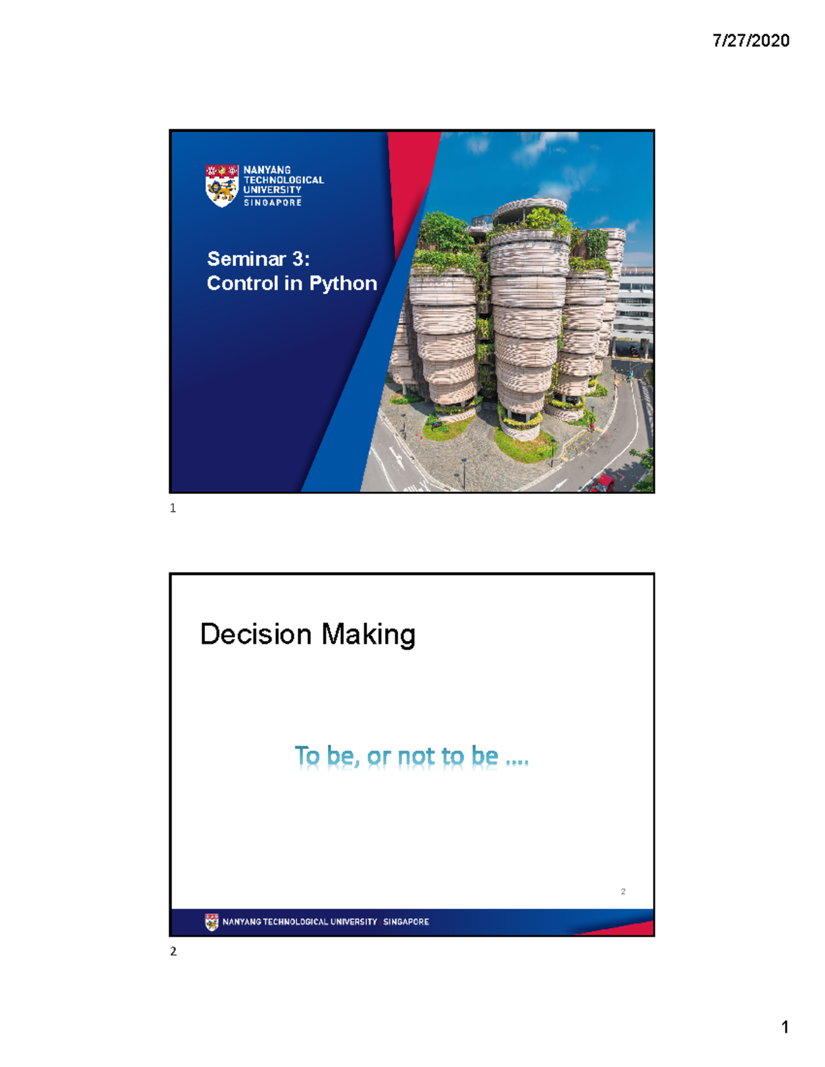 S03 Seminar Notes: Control in Python - Loops and Decisions - Studocu