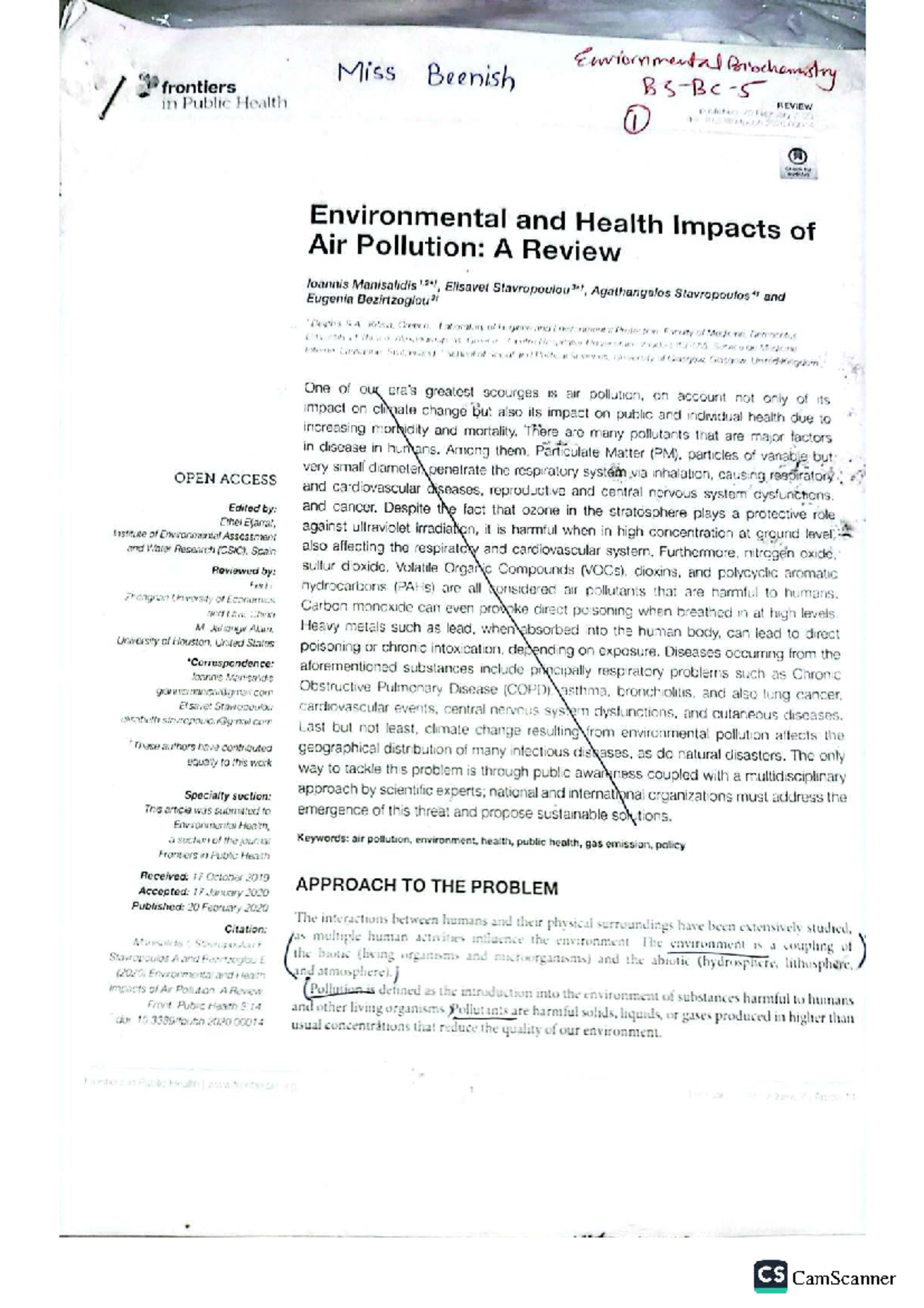 Environmental Biochemistry: Air Pollution Impacts on Public Health ...
