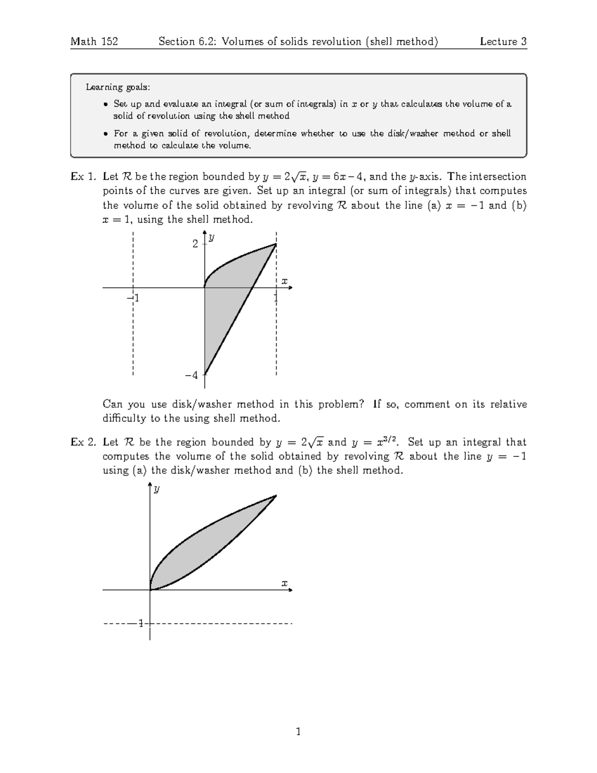 Math 152 Lecture 3: Volume of Solids Revolution (Shell Method) - Studocu