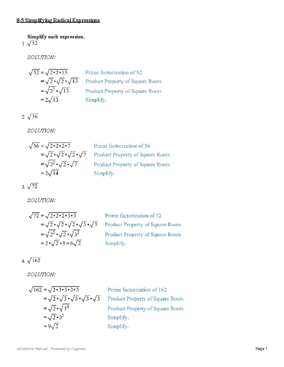 MATH 8 5: Simplifying Radical Expressions Solutions Guide - Studocu