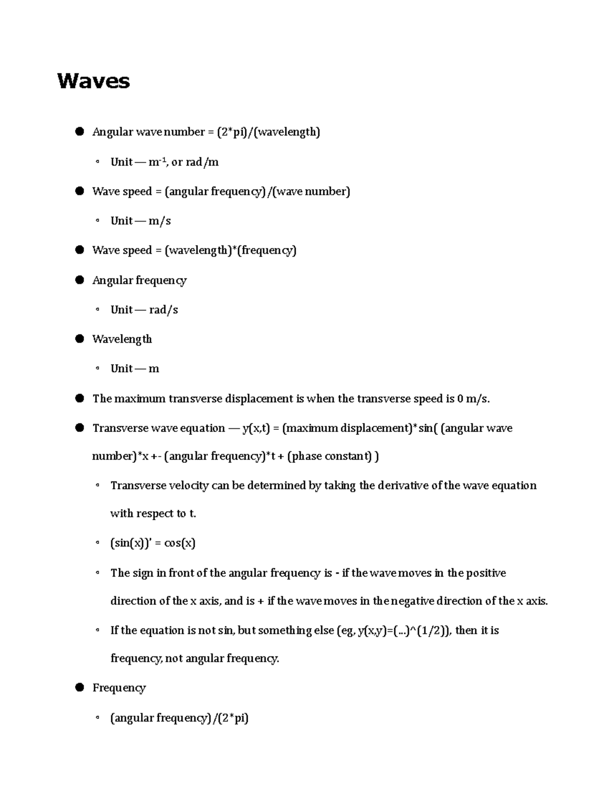 Waves and Wave Interference Study Guide 1 - Practice (PHYS101) - Studocu
