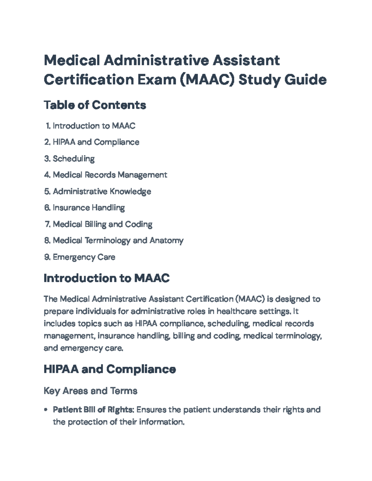 MAAC Study Guide: Medical Administrative Assistant Certification Exam ...