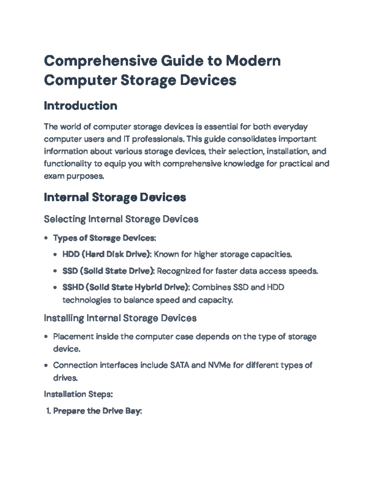 Comprehensive Guide to Computer Storage Devices & Installation ...