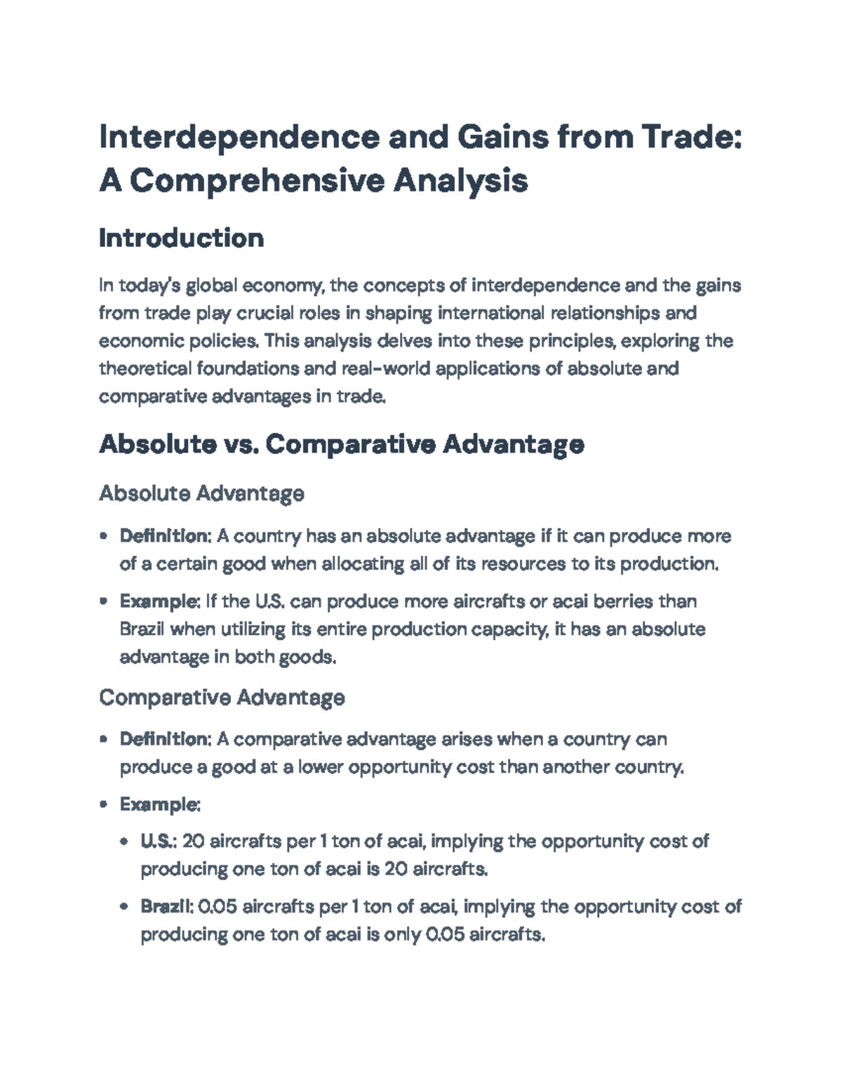 Interdependence and Gains from Trade: Analyzing Key Economic Principles ...