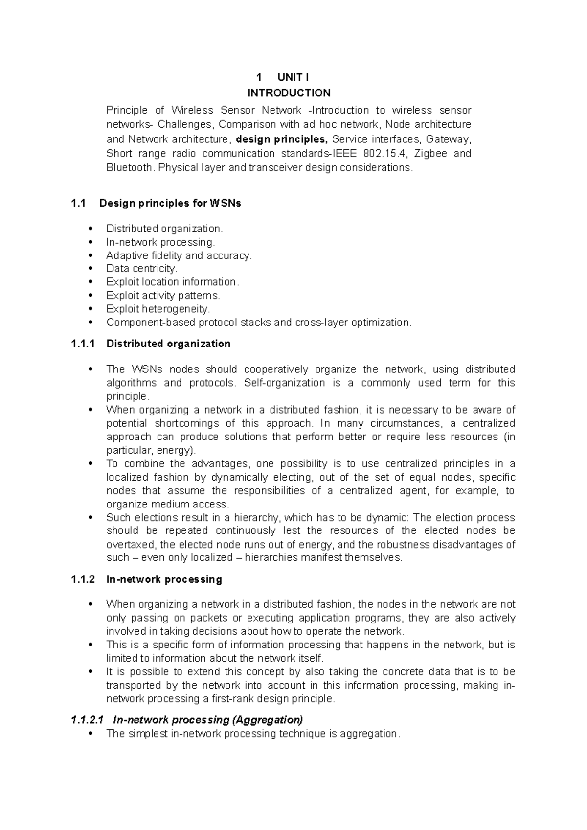 Design Principles of Wireless Sensor Networks (WSN) - Overview - Studocu