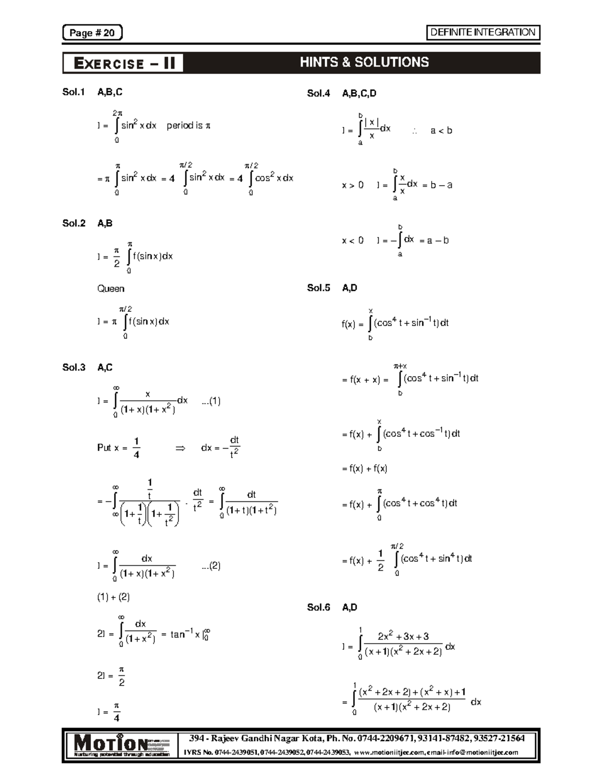 Definite Integration Notes for Physics Class (PHYS 101) - Studocu