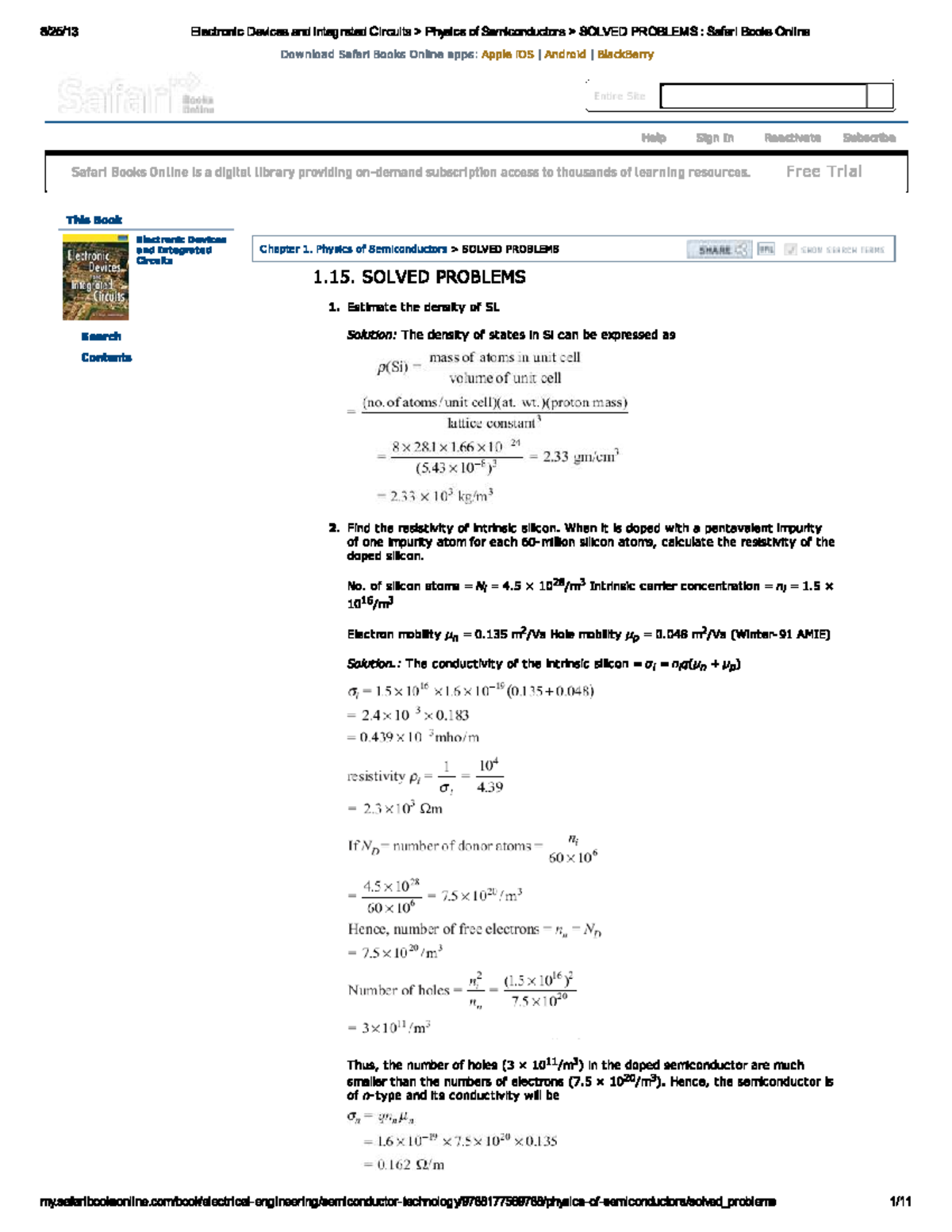 Electronic Devices and Integrated Circuits (AMIE) - Solved Problems on ...